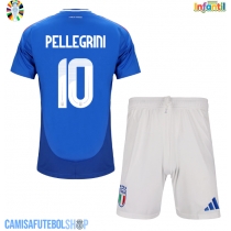 Camisa de time de futebol Itália Lorenzo Pellegrini #10 Replicas 1º Equipamento Infantil Europeu 2024 Manga Curta (+ Calças curtas)